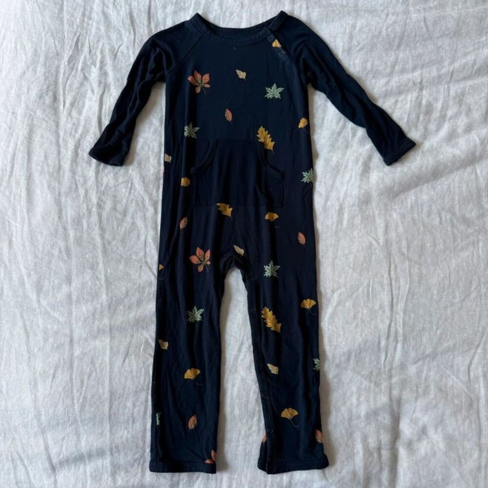 Kyte Baby Bamboo Romper Fall Leaves Navy 2T